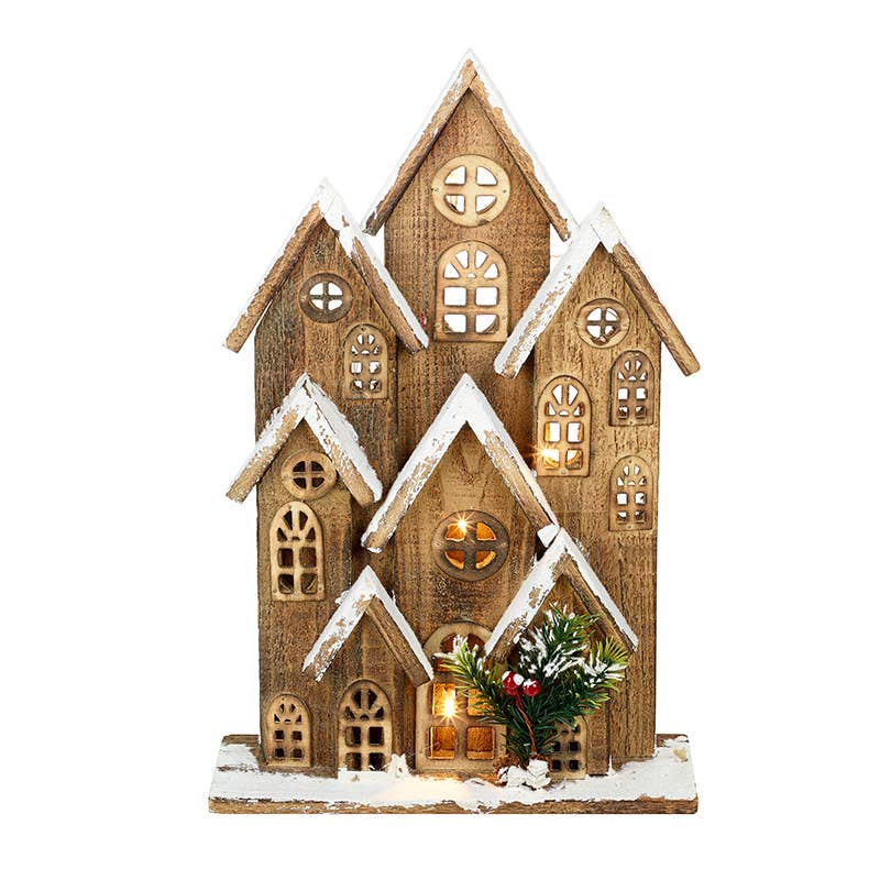 Christmas -LARGE WOODEN LIGHT UP HOUSE (cT)