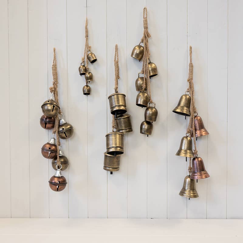 Metal Gold And Copper 5 Bell Hanging Garland