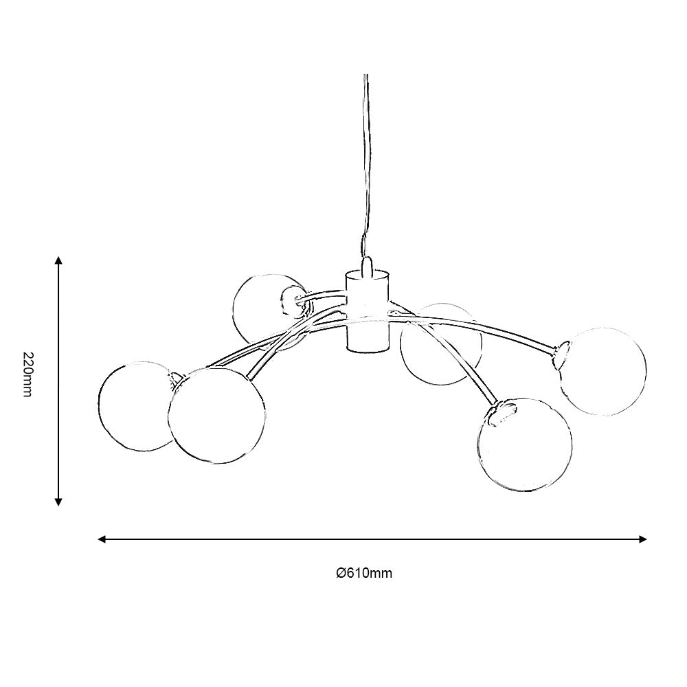 MARNE BLACK 6 PENDANT