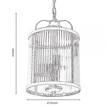 FERN LANTERN WITH RIBBED GLASS