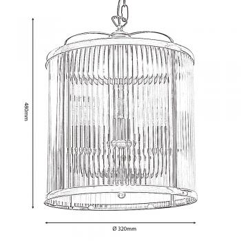 FERN LANTERN WITH RIBBED GLASS