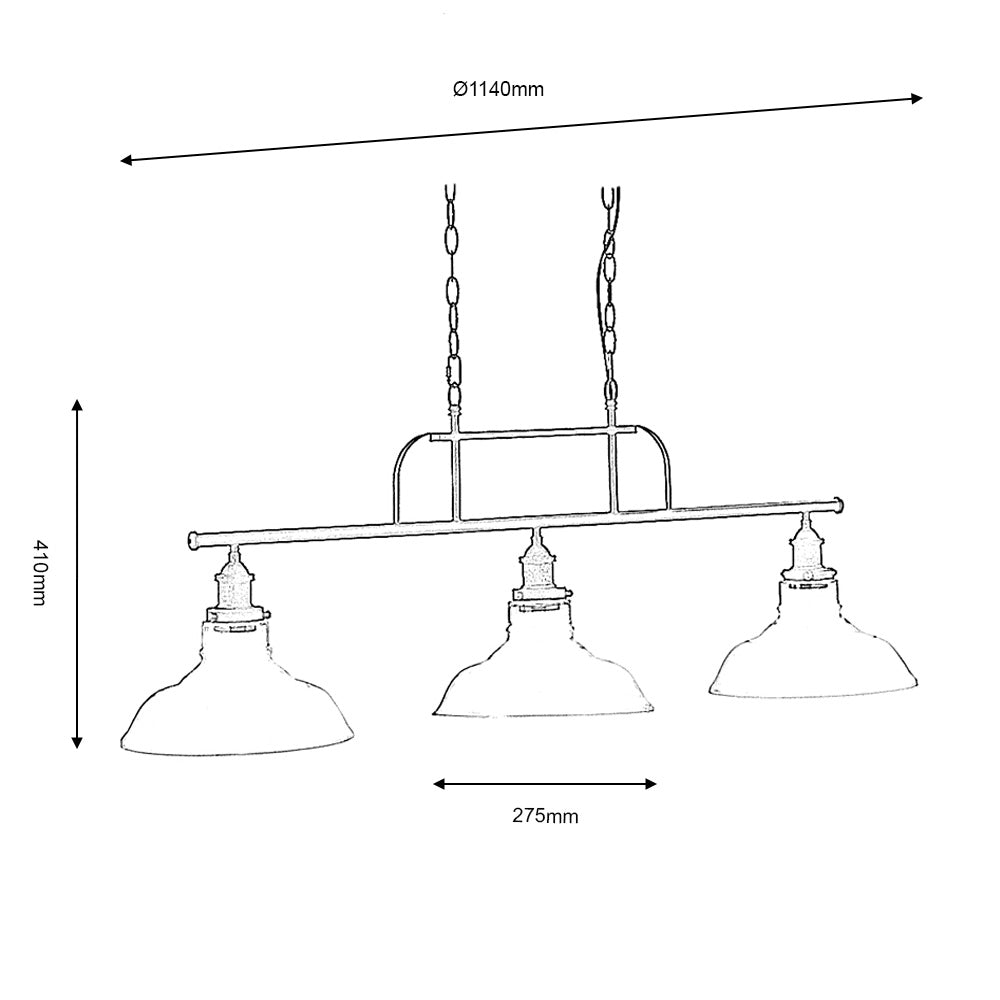 ESKO SILVER BRUSHED BLACK - 3 BAR LIGHT