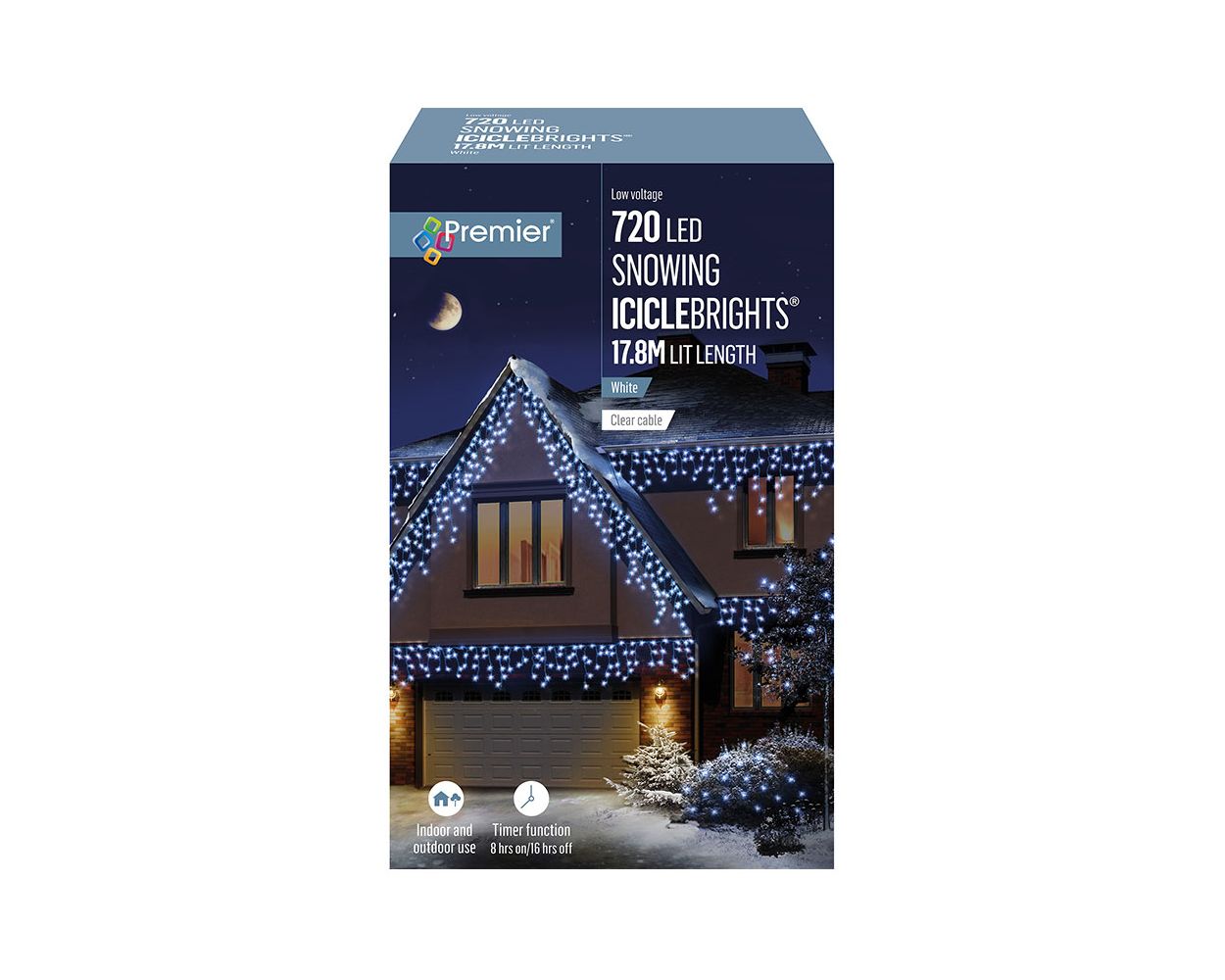 720 LED Snowing Icicle White Lights with Timer