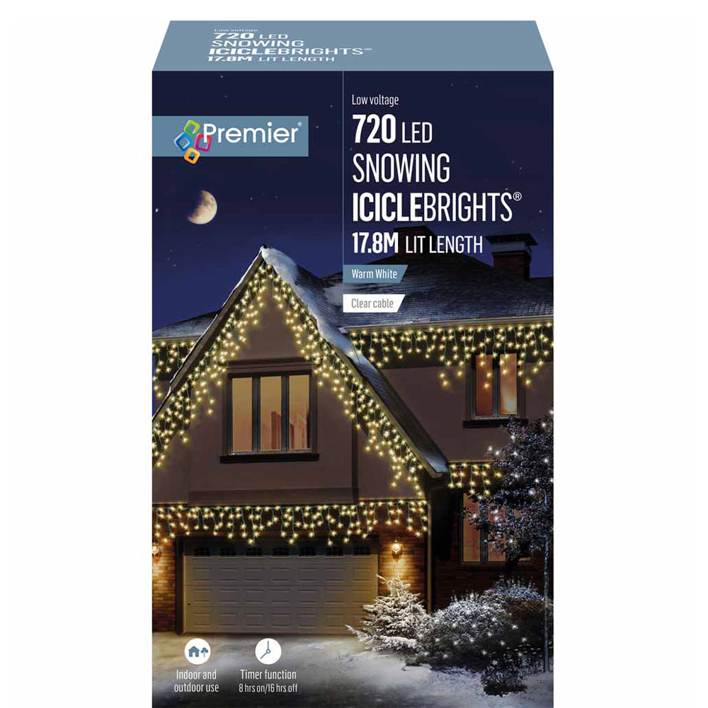 720 LED Snowing Icicle Warm White Lights with Timer