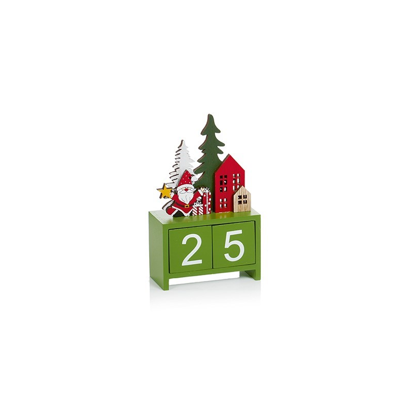 Wooden Christmas Childrens Advent Countdown Calendar Santa Design 15cm Tall