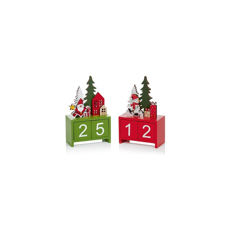 Wooden Christmas Childrens Advent Countdown Calendar - Red Snowman Block Calendar