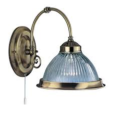 American Diner Wall Light - Antique Brass & Ribbed Glass