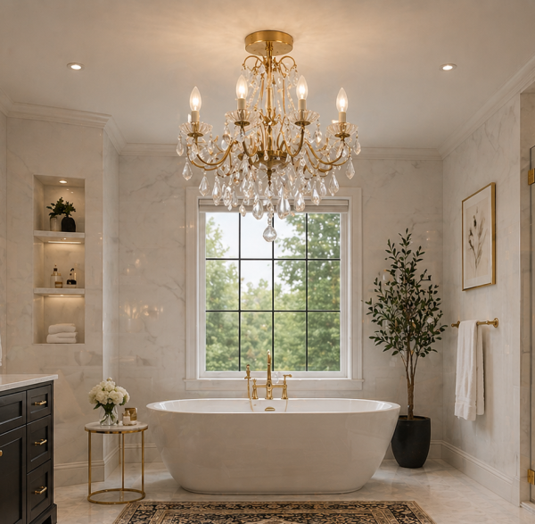 5 Light Matte Brass Chandelier