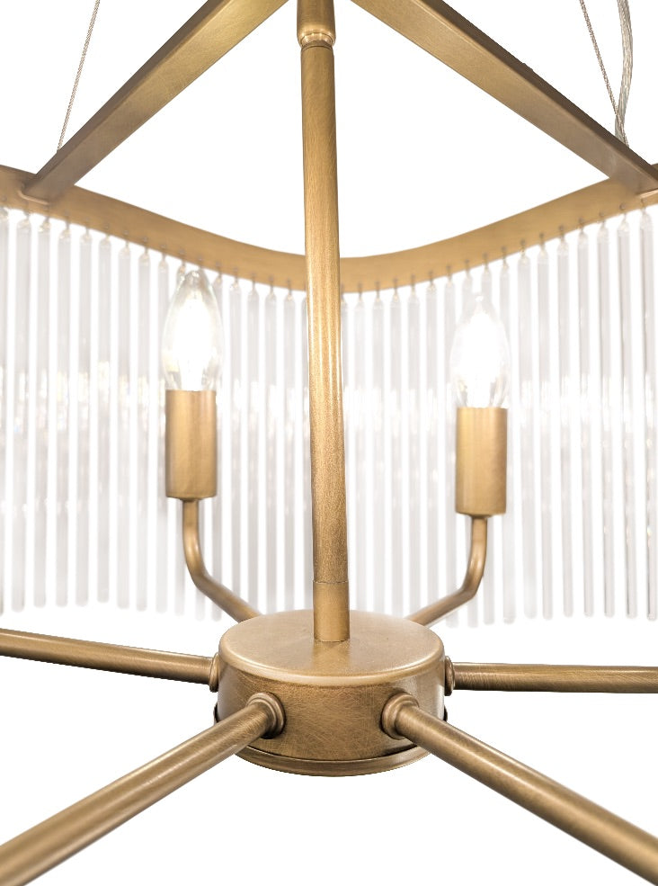 Harp 3lt Pendant in Aged Brass
