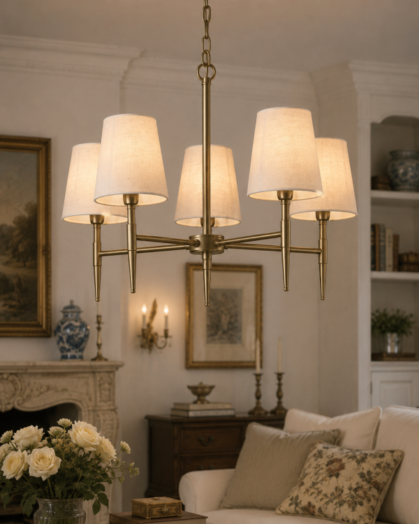 Shandon antique brass chandelier product view
