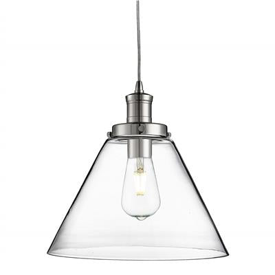 PYRAMID PENDANT - CHROME METAL & GLASS