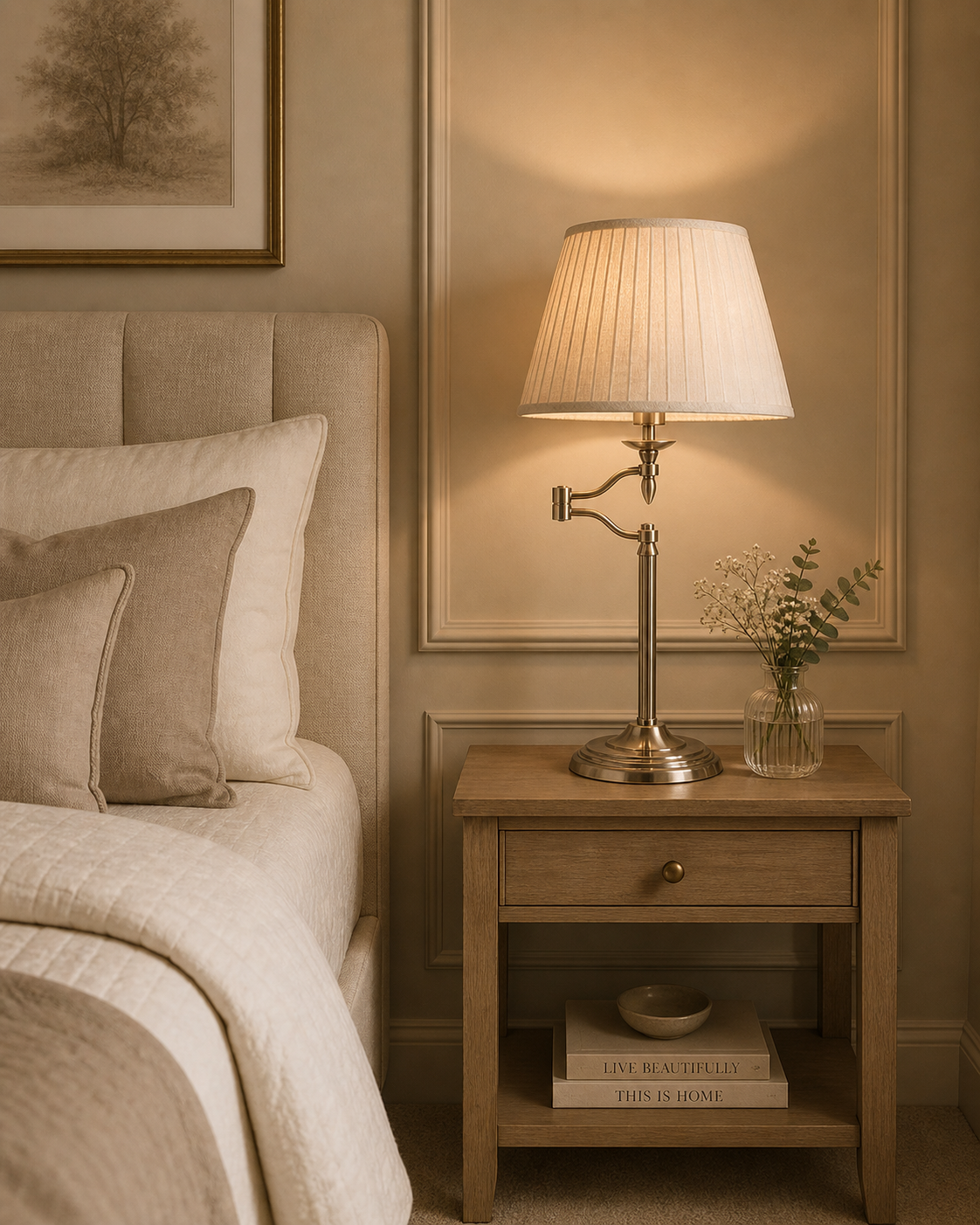 Antique Brass with Cream Shade Table Lamp