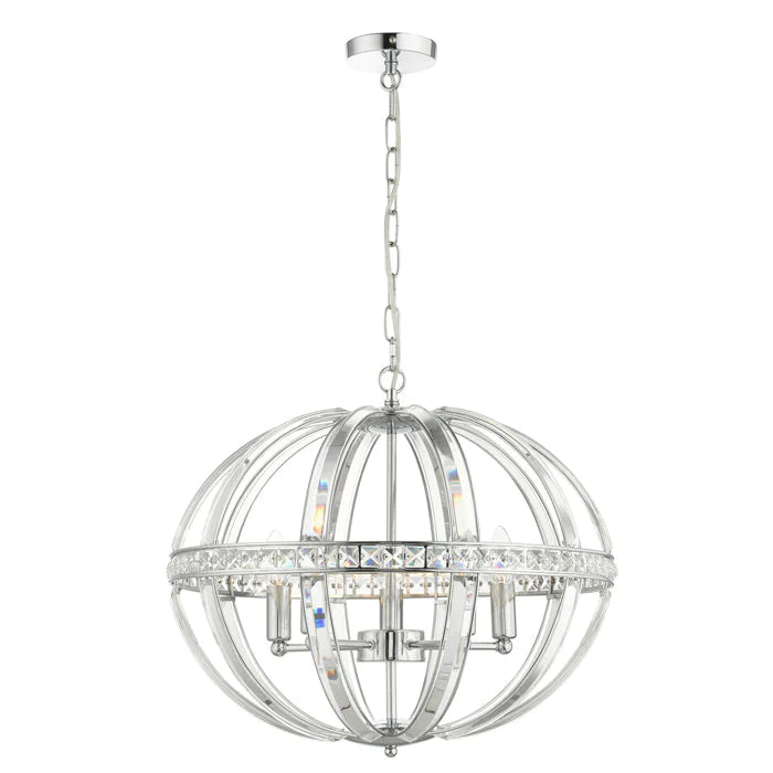 Laura 5 Light Oval Pendant Polished Chrome