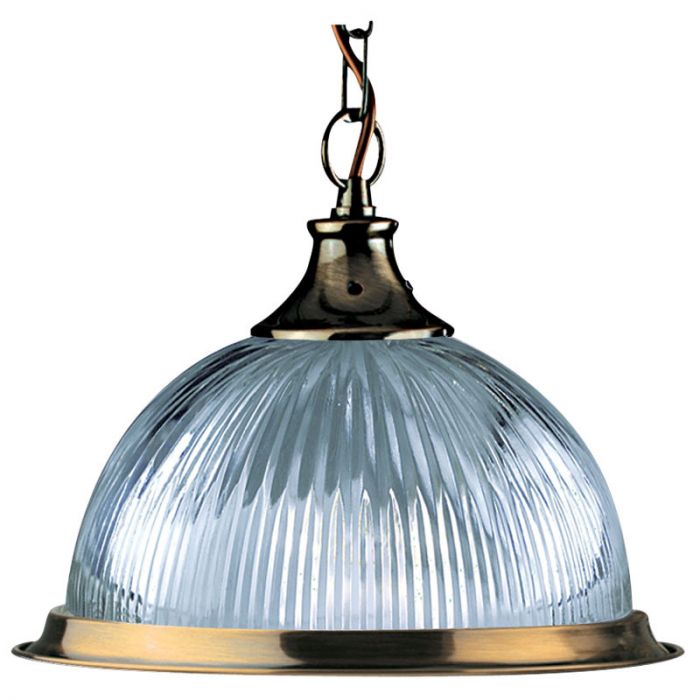 American Diner Pendant - Antique Brass & Glass