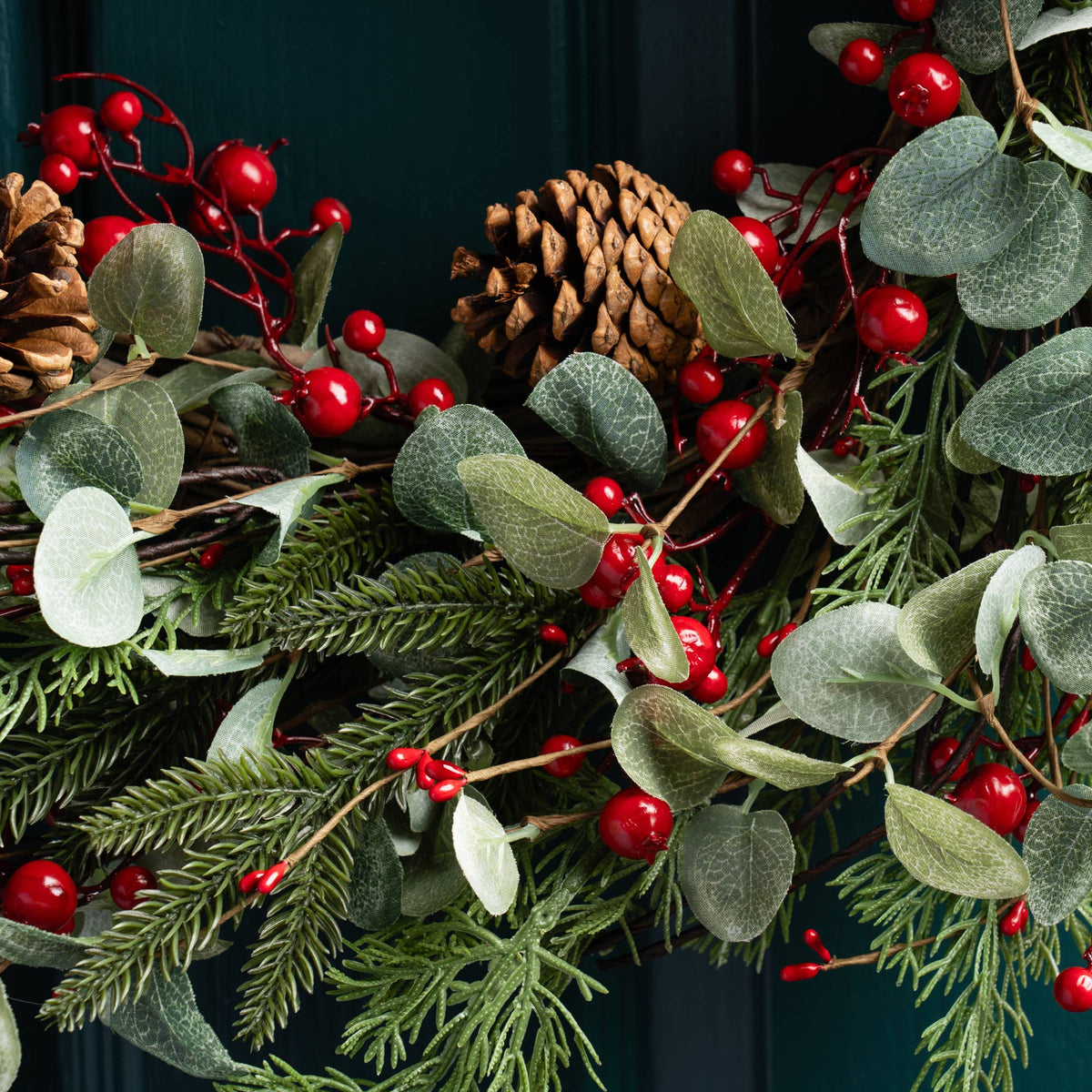 55cm Red Berry & Eucalyptus Wreath - SEL2261