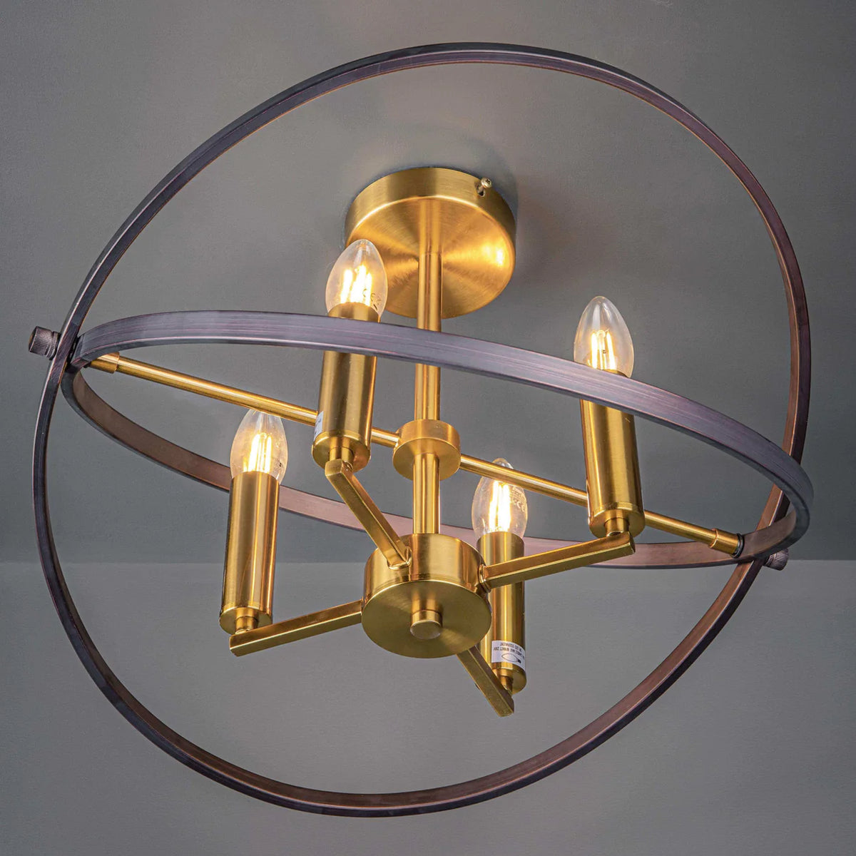 HOOPLA 4LT SEMI-FLUSH - BRONZE METAL