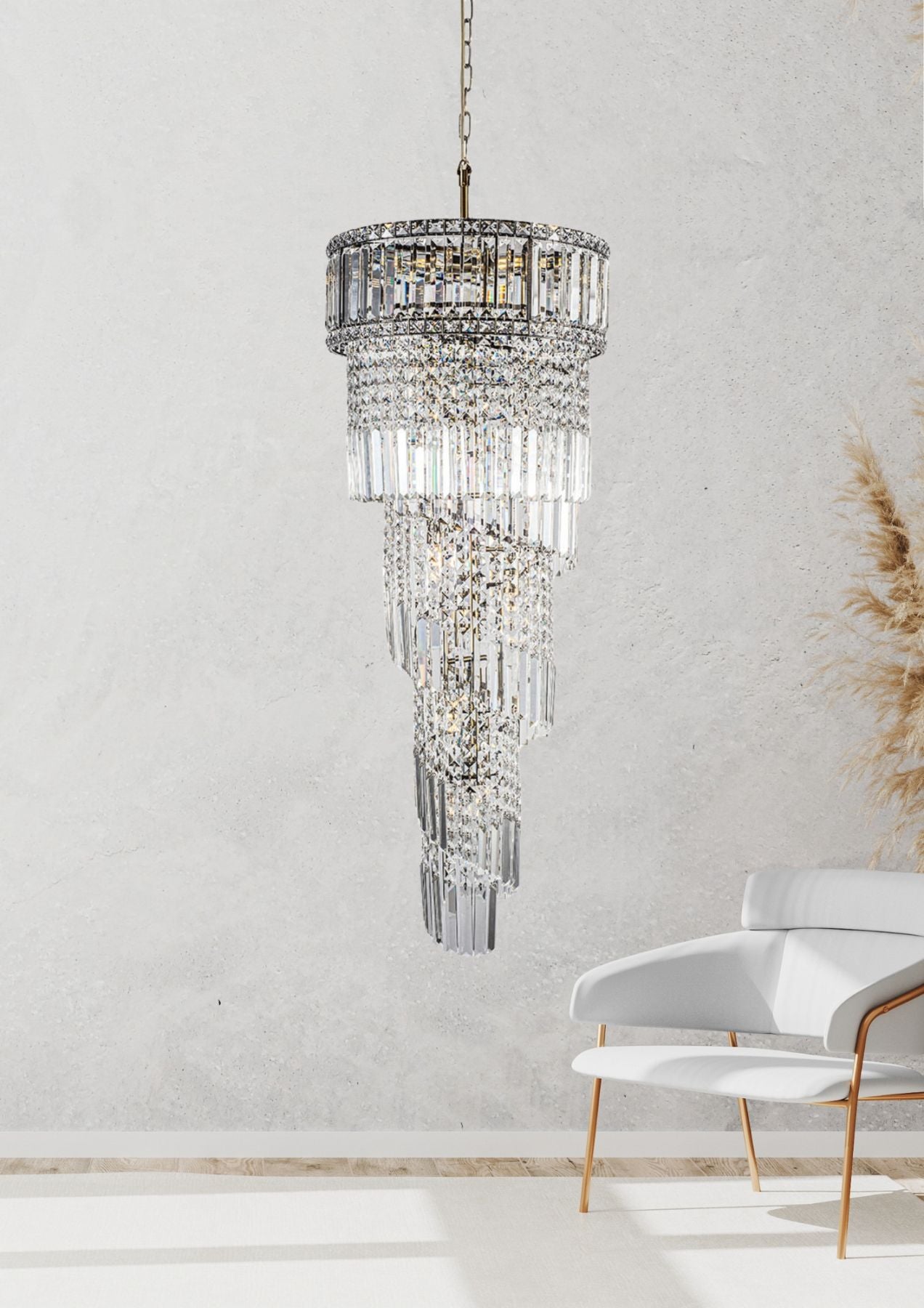 ISLA 13 Light Antique Brass with Crystal Pendant