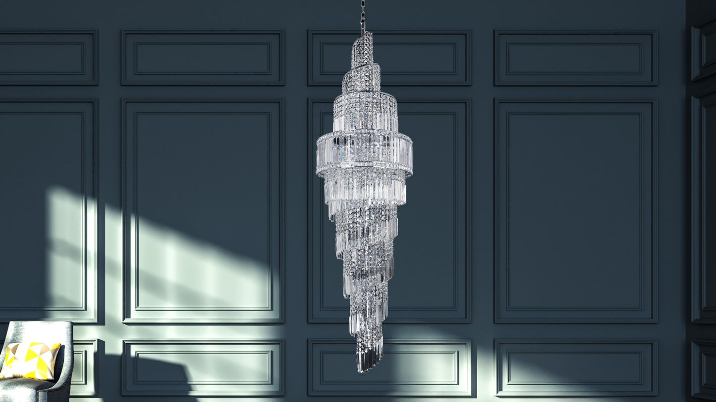 Isla 24 Light 2200mm Crystal Polished Chrome Ceiling Light