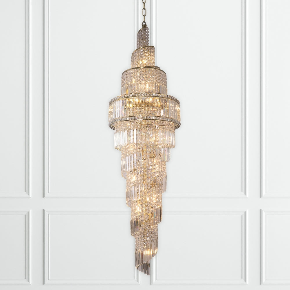 Isla 24 Light 2200mm Crystal Antique Brass