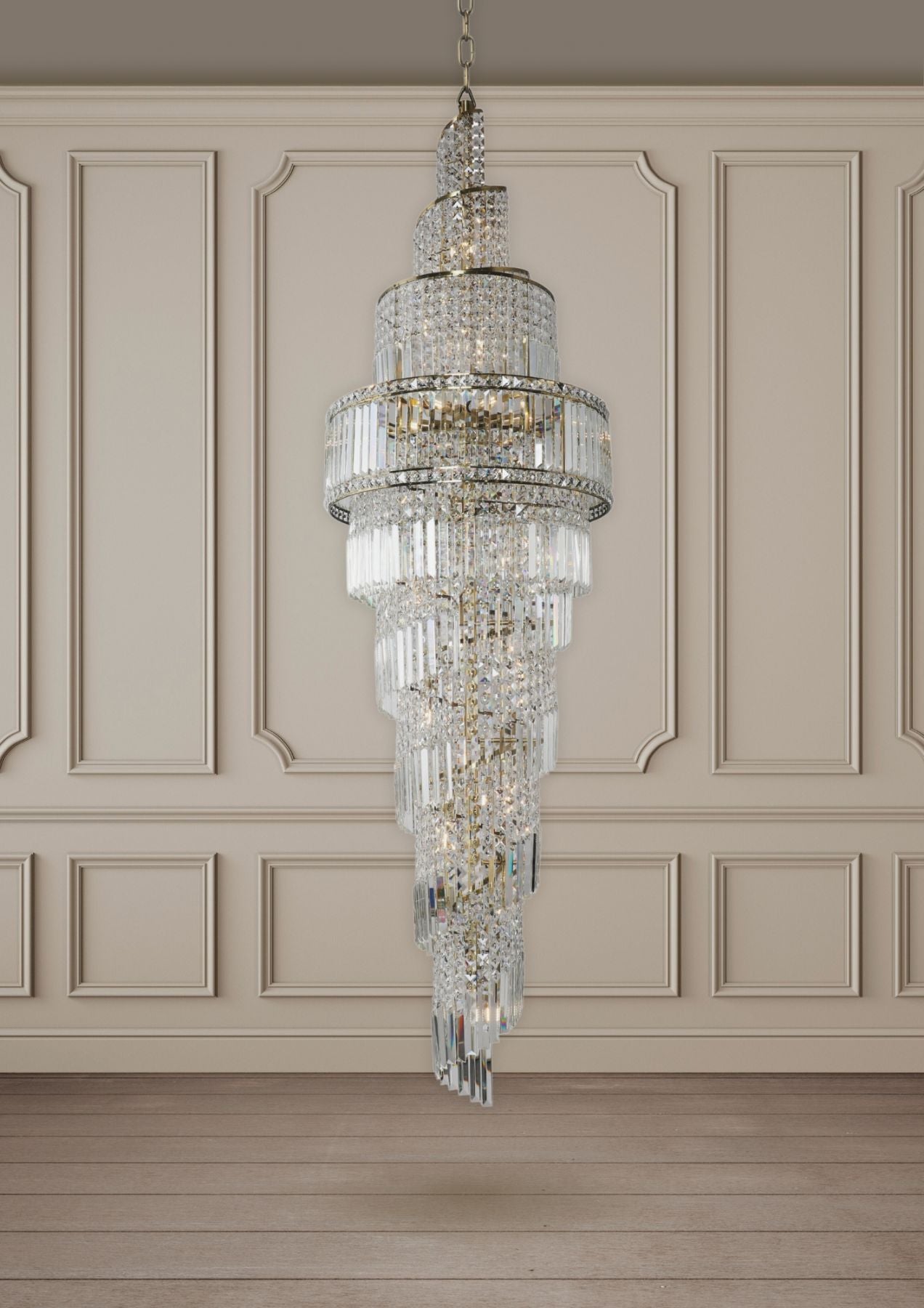 Isla 24 Light 2200mm Crystal Antique Brass