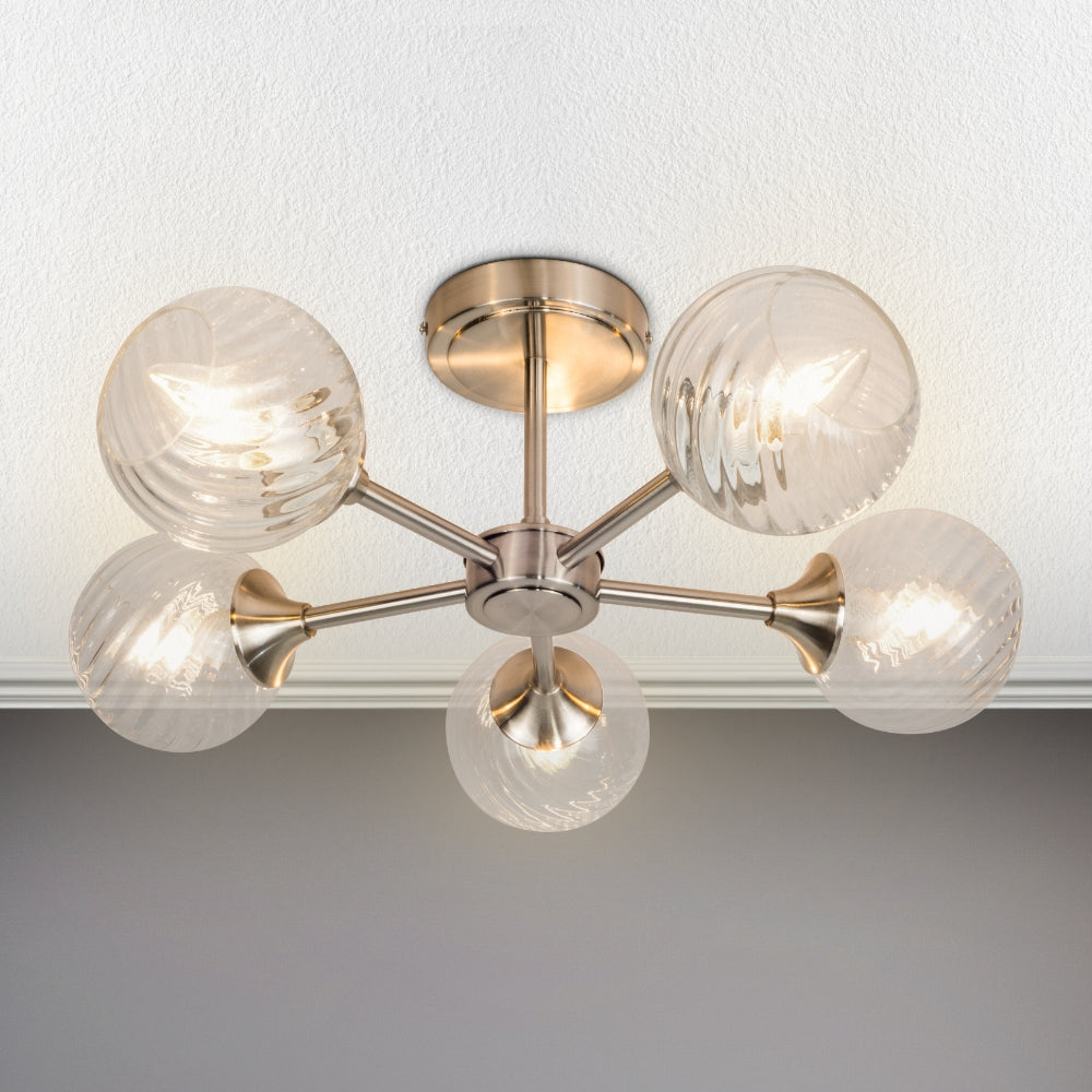 Mona 5 Light Semi Flush Satin Chrome