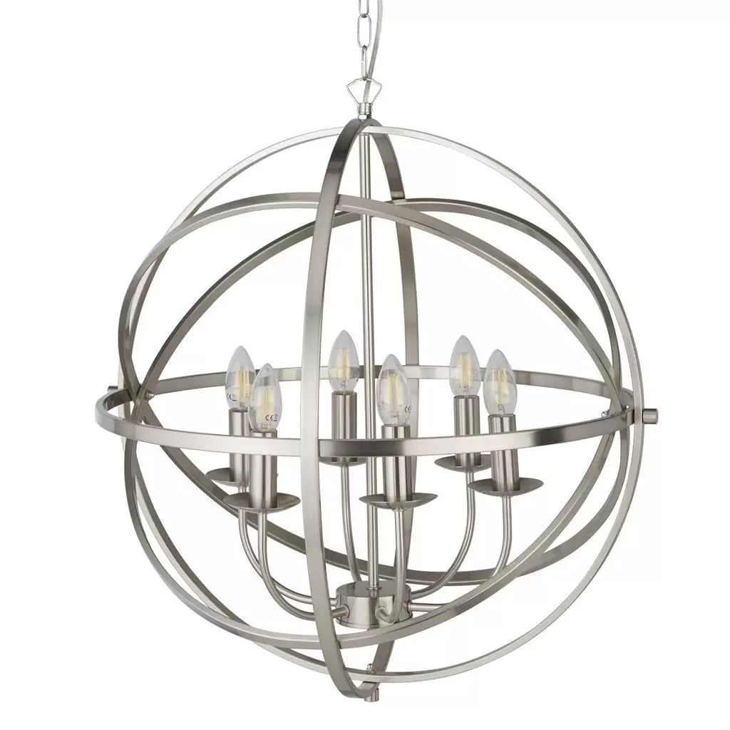 Orbit 6LT Pendant - Satin Silver Metal