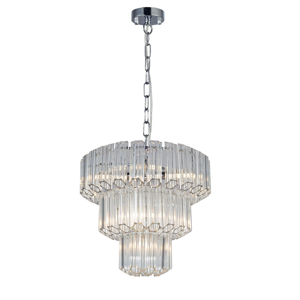 Pierre 7 Light Polished Chrome Crystal Ceiling Pendant