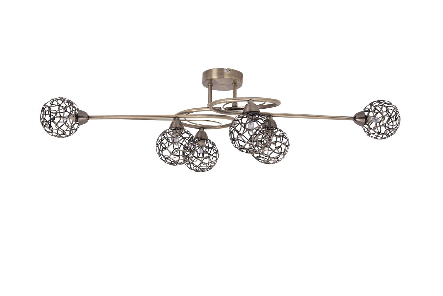 Ronda 6 Light Antique Brass with Mesh Ball Shad