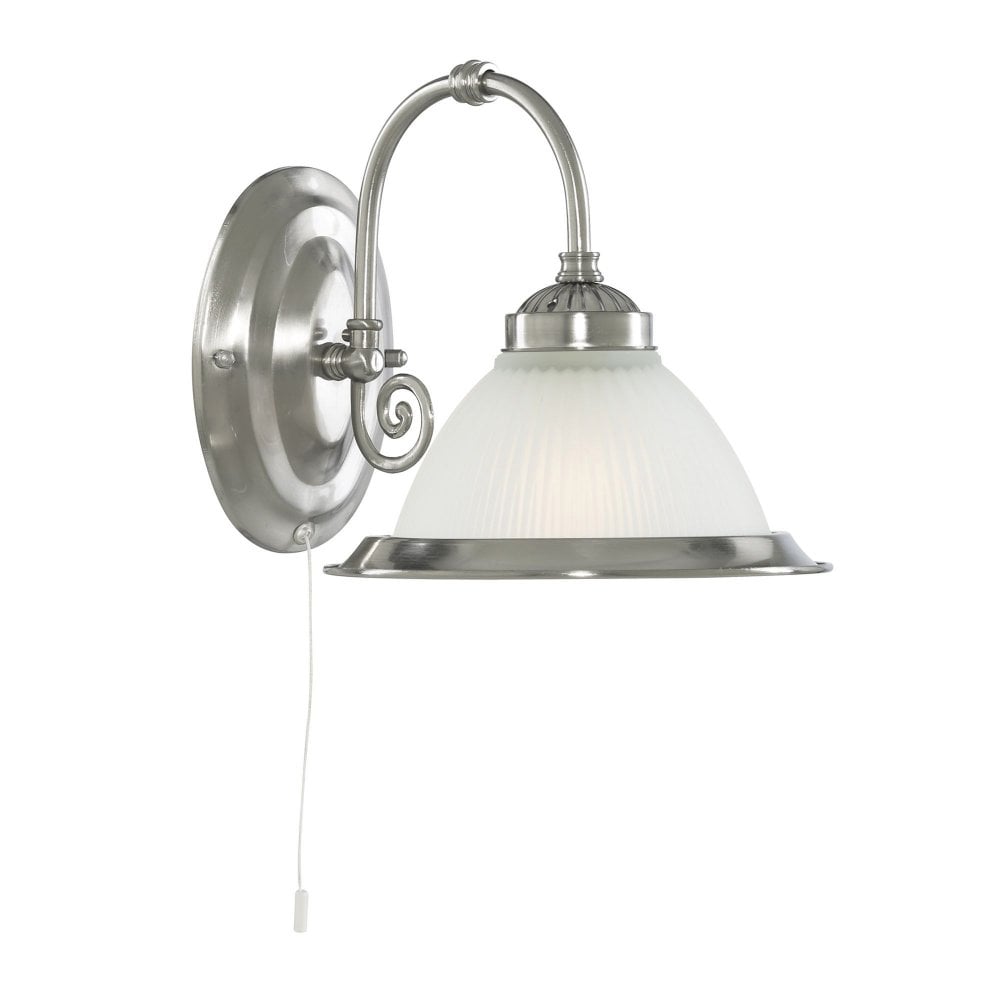 American Diner Wall Light - Satin Silver Metal & Acid Glass