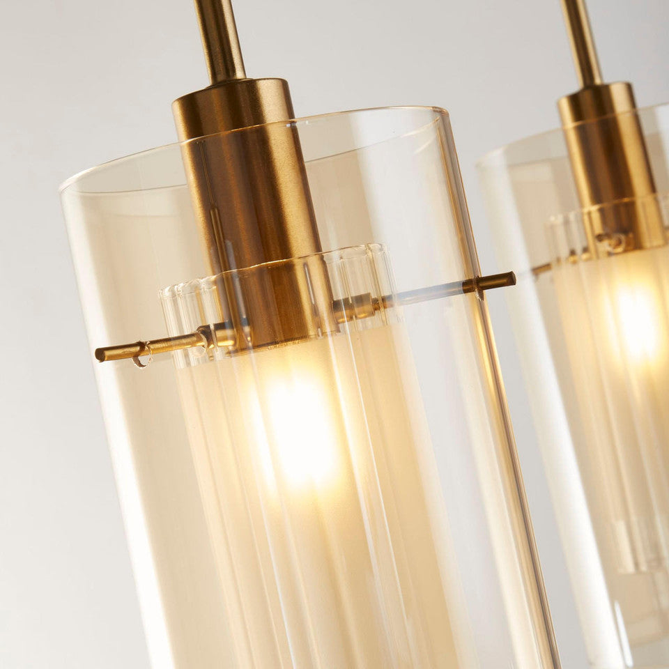 DUO III 3LT Bar Pendant - Bronze Metal & Champagne Glass