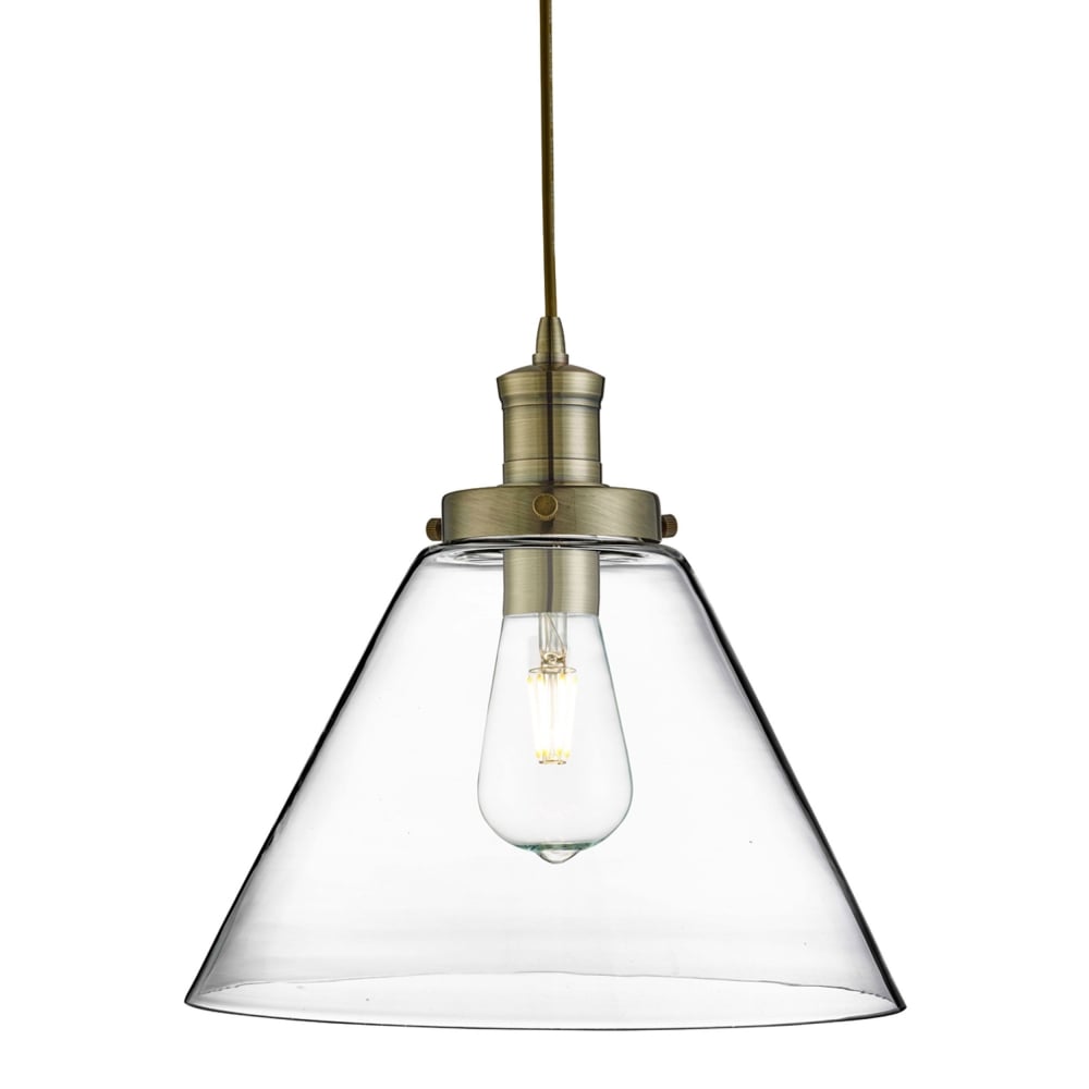 Pyramid Pendant - Antique Brass Metal & Glass