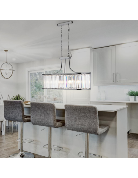 Victoria 5LT Pendant - Chrome Metal & Clear Crystal