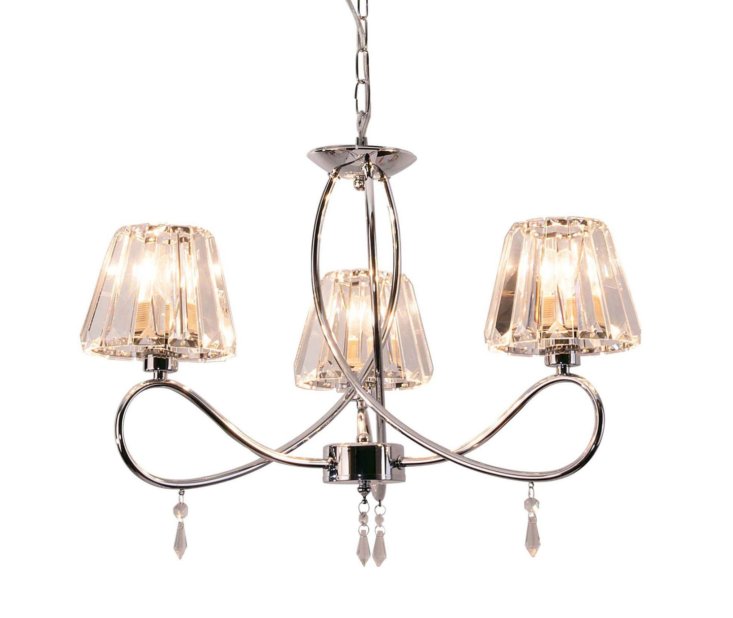 Senza 3 Light Polished Chrome with Crystal Shades