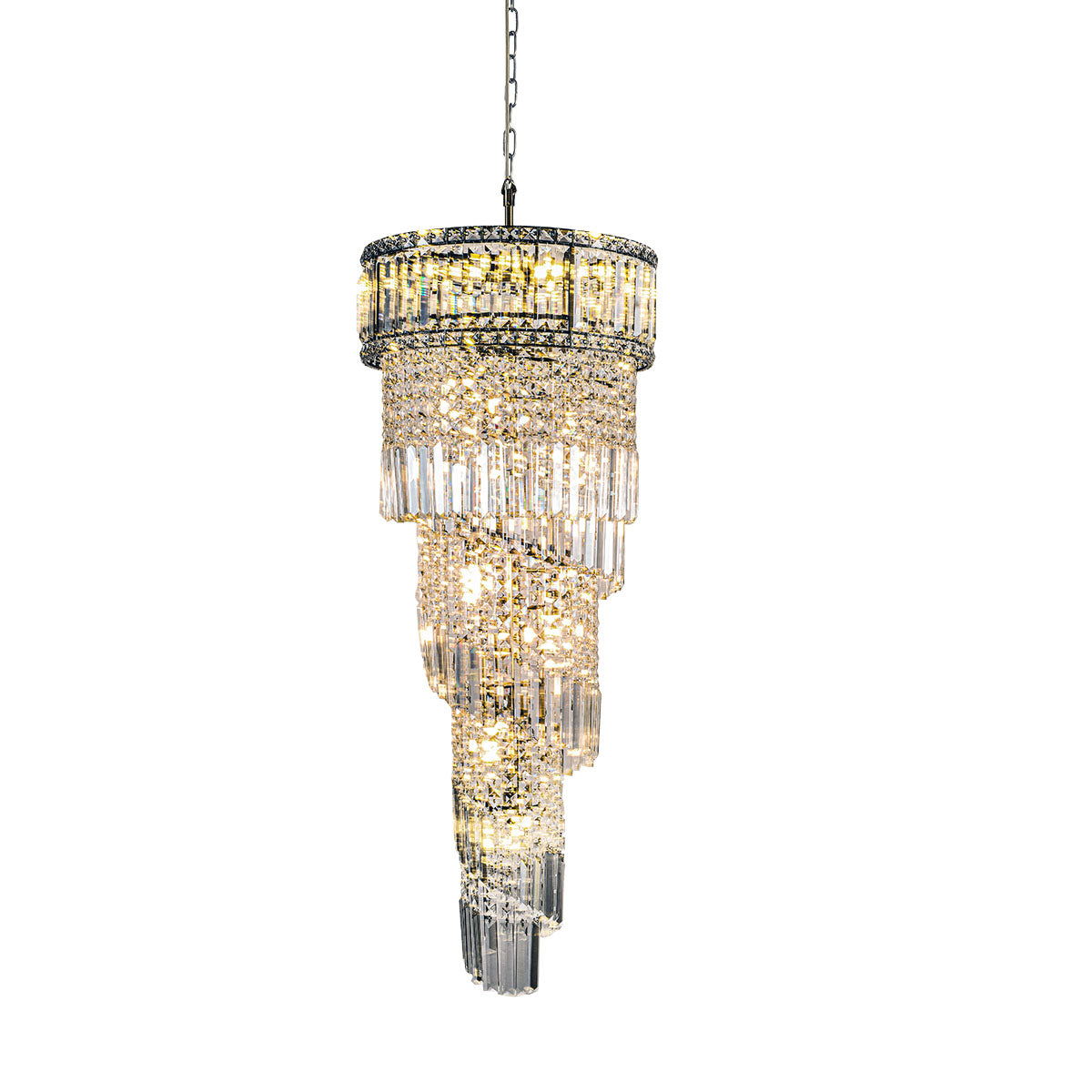 ISLA 13 Light Antique Brass with Crystal Pendant