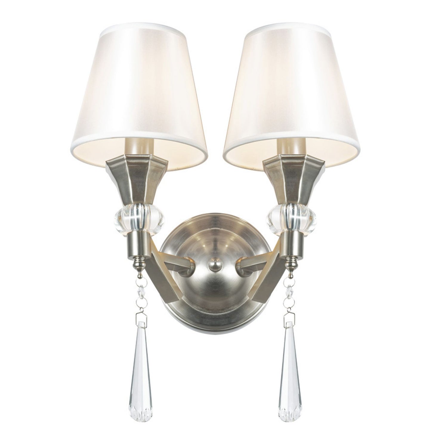 Sophia 2 Light Crystal Wall Light Satin Chrome