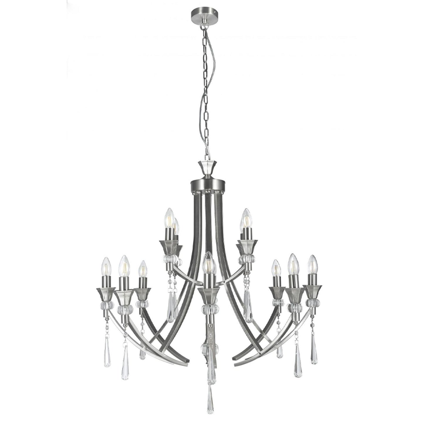 Sophia 12 Light Crystal Ceiling Light Satin Chrome