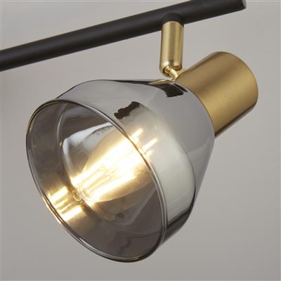 Westminster 3Lt Spot-Black, Satin Brass Metal & Smoked Glass