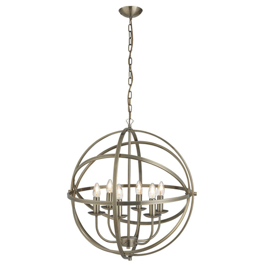 Orbit 6LT Pendant - Antique Brass Metal