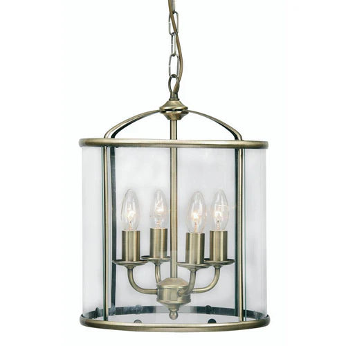 Fern Ceiling Lantern Antique Brass 4 Light