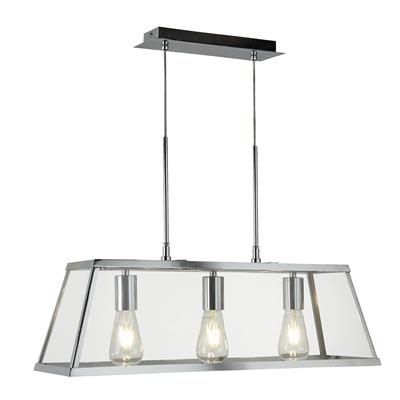 Voyager 3Lt Bar Pendant - Chrome Metal & Glass