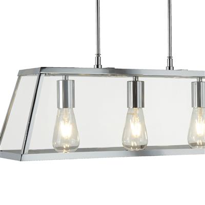 Voyager 3Lt Bar Pendant - Chrome Metal & Glass