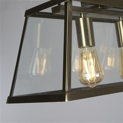Voyager 5Lt Bar Pendant - Antique Brass Metal & Glass