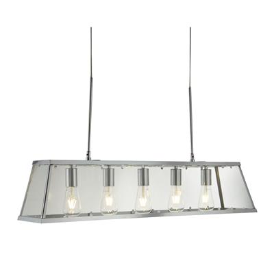 Voyager 5Lt Bar Pendant - Chrome Metal & Glass