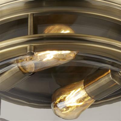 GLASGOW 2LT FLUSH - ANTIQUE BRASS METAL & CLEAR GLASS