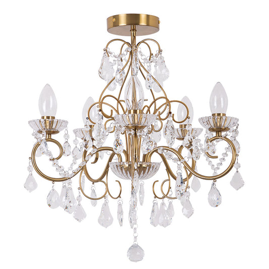 5 Light Matte Brass Chandelier