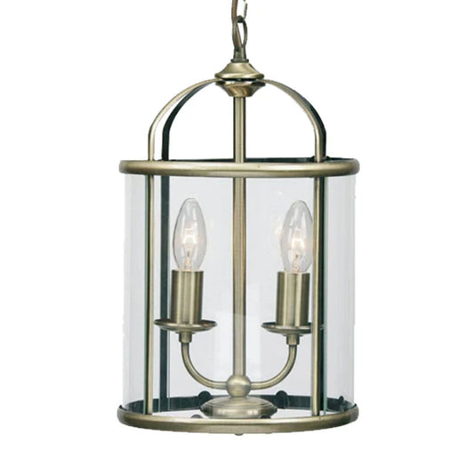Fern Ceiling Lantern Antique Brass 2 Light