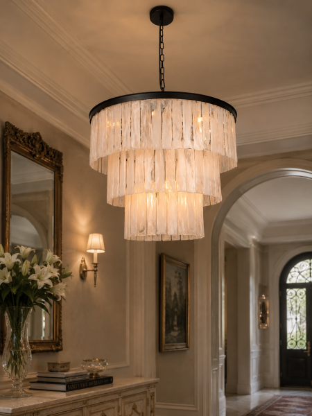Elysian Glow Pendant Matt Black 12 light chandelier