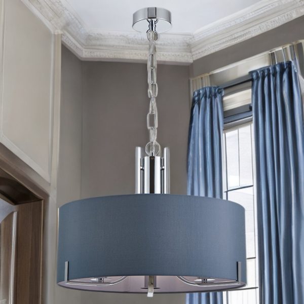 PEILLON 3L CHROME PENDANT C/W GREY OR WHITE SHADE