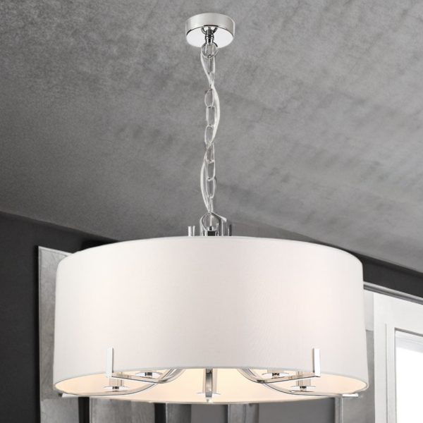 5L CHROME PENDANT C/W WHITE SHADE