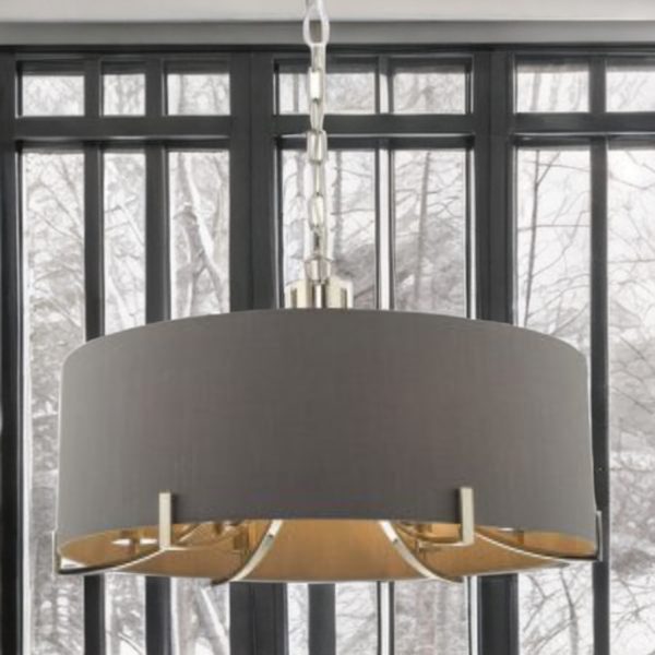 5L CHROME PENDANT C/W GREY OR WHITE SHADE